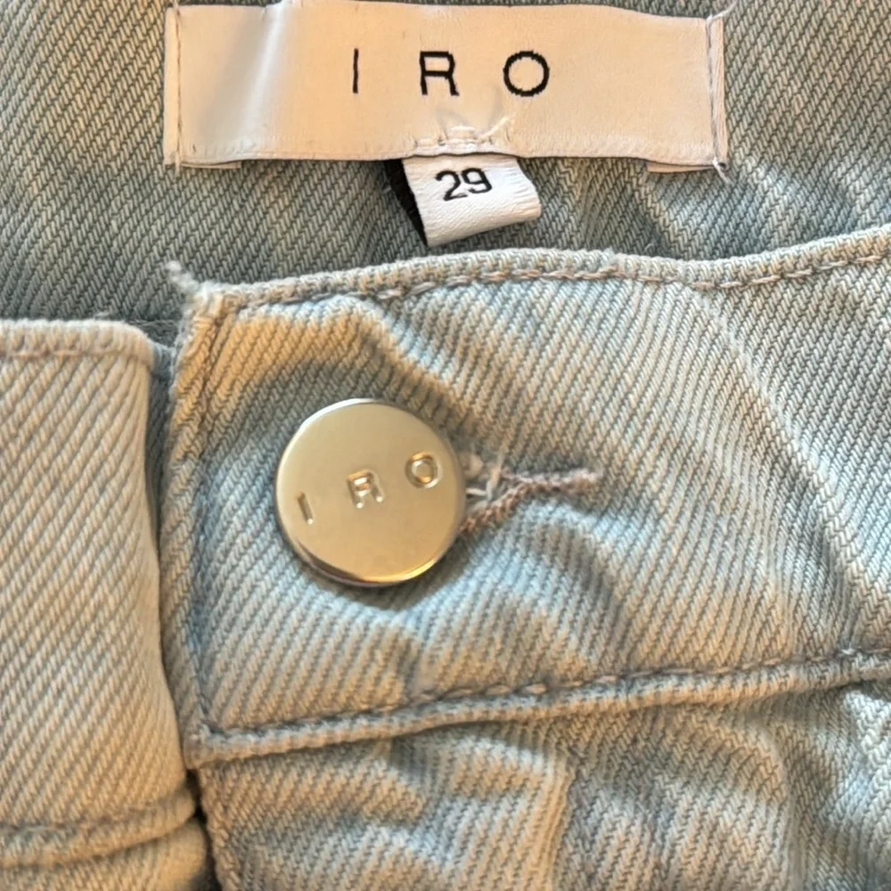 IRO Aven Belted Paper Bag Denim Jean Distressed Hem Size 29 - Picture 8 of 14